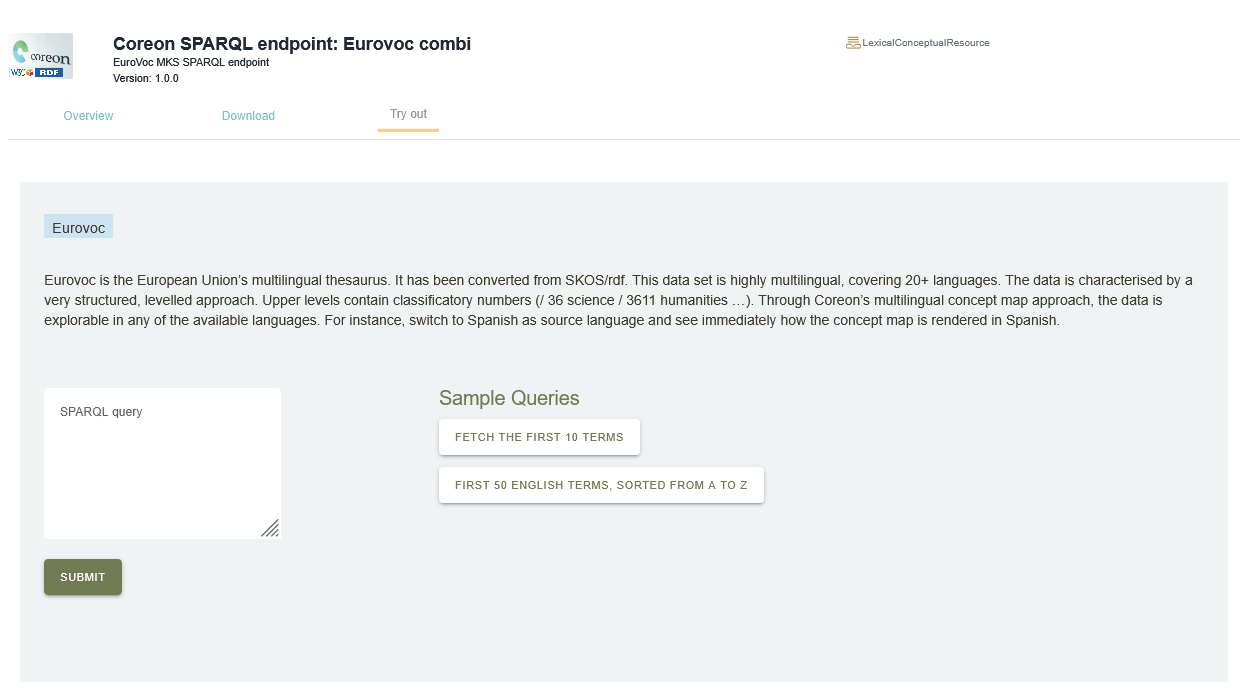 View page of a resource accessible via a SPARQL endpoint